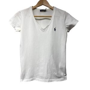 Polo Ralph Lauren Women’s White Polo T-Shirt Size Small Short Sleeve V-Neck